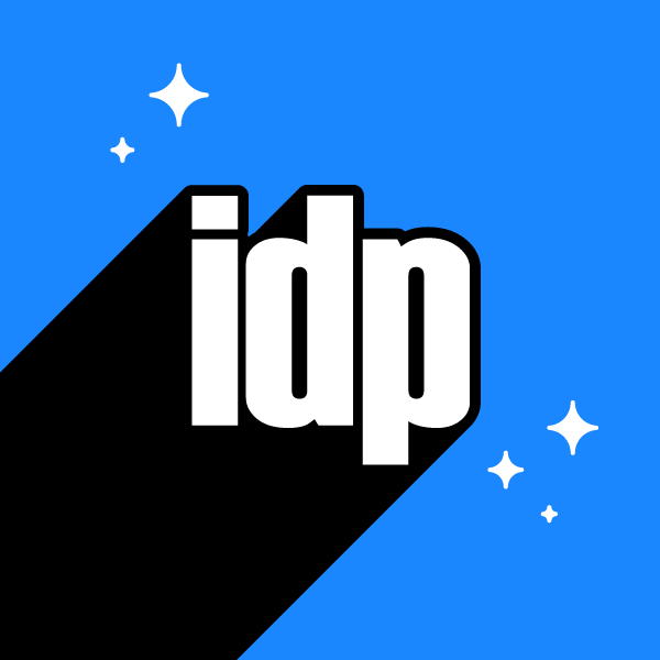 Logo de IDP con fondo azul